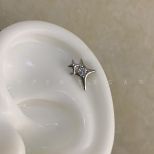 Shiny Quad Star Zircon Titanium Steel Ear Bone Studs Unique Design Cool Sweet Girls Earring Trendy Fashion Jewelry