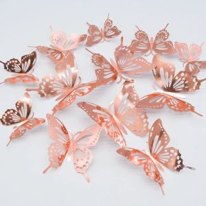 12 pcs Butterfly Cake Toppers Rose Gold for Birthday Wedding Engagement Occasions Dessert Decoration Cupcake Toppers DIY Gift