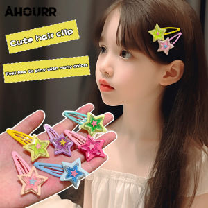 กิ๊บติดผมรูปดาวสีคอนทราสต์ แฟชั่นสไตล์เกาหลีสําหรับผู้หญิง AHOURR