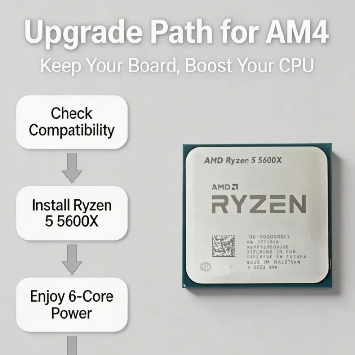 AMD | AMD Ryzen 5 5600X CPU For AM4 Motherboard 6‑Core 12‑Thread 4.6GHz Unlocked Tray Processor Without cooler