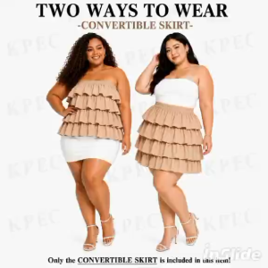 CC.Rene Regular Plus Big Size  Summer  Casual Trendy  RUFFLES Tiered Skirt - 2 ways to wear  - size: xs small medium large xl 2xl - current trend - effortless easy to wear - simple  - cute item - fabric from abroad - cotton fabric - timeless piece -