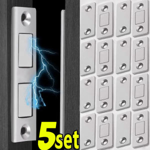 5Sets Strong Magnetic Cabinet Catches Ultra-Thin Door Magnets Stops Invisible Adhesive Drawer Magnet Catch for Kitchen Closet Closer