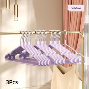 3pcs Household Space Saver For Organization Of Bedroom Metal Traceless No-slip Clothes Hangers Durable Strong Clothes Racks
