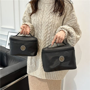 Large Capacity PU Cosmetic Bag - 3D Letter Travel Toiletry Organizer (Handheld)