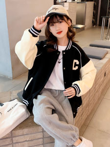 Girls Baseball Jacket Short Loose Long Sleeve Fashionable Korean Style Zipper Shirt Spring New Arrival Childrens Outerwear