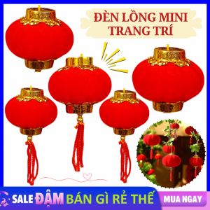 Combo 10 Đèn Lồng Nhung Đỏ Treo Trang Trí Lễ Tết Cổ Truyền May Mắn - Lồng Đèn Mini Chống Nước Decor Tết Treo Cây Đào Quất Siêu Đẹp - Đèn Trang Trí Đỏ May Mắn