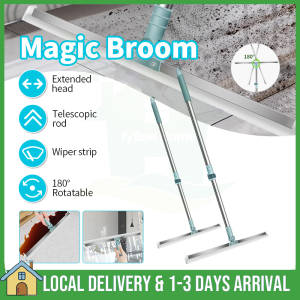 50CM Magic Silicone Broom/Dual-Use 180° Rotatable Adjustable Floor Sweep Wiper Scraper Kitchen Oil Stains Bathroom Water Stains Floor Cleaning Glass Cleaning Magic Broom Penyapu Ajaib