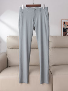 Tencel Linen Mens Slim Fit Elastic Straight Leg Casual Pants Breathable Business Commuting Long Trousers Summer New Arrival
