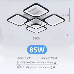 Smart LED Ceiling Light Minimalist Square Acrylic Chandelier Ceiling Lights Home Remote Control App Dimming LED Ceiling Lamp