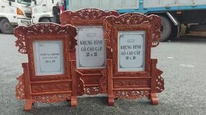 Khung ảnh thờ - Khung hình thớ tứ linh gỗ hương -Nhiều cỡ