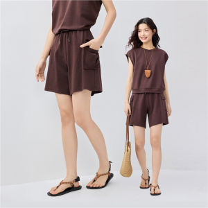 Giordano Womens Workwear Shorts Summer New Pure Cotton Casual Pants Elastic Waist Knitted Sweatpants Street Style Sport Casual