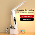 LED Desk Lamp USB Dimmable Touch with Calendar Temperature Clock Night Light Foldable Table Lamp for Study Reading Lamp. 