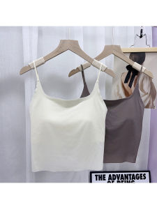 เสื้อกั๊กสายเดี่ยวผ้าไหมน้ำแข็งบางเฉียบแบบมีรูหลังสำหรับผู้หญิง เสื้อชั้นในแบบสวมใส่ในฤดูร้อน 2024 ทรงหลวม แขนกุด