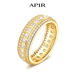 APIR Sparkling Moissanite Eternity Ring 925 Sterling Silver for Women Men VVS1 Diamond Wedding Couple Rings Fine Jewelry Gift