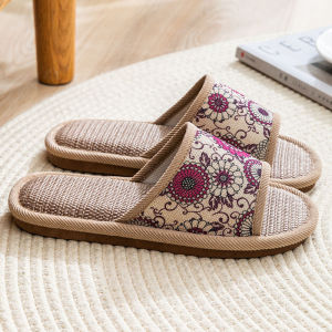 YIAI | Non-slip Retro Embroidery Cool Linen Slippers