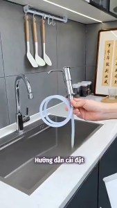 Bộ vòi bơm hút nước rửa chén gắn bồn rửa bát tự bơm hút dầu với ống dẫn silicon dài 1m