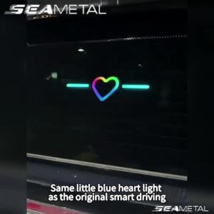 SEAMETAL | SEAMETAL Car Vibration Alert Light Solar Rechargeable Heart Shaped LED Window Decoration Warning Lamp Side Rear Window Lamps