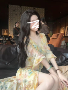 Karrar betsey | Đầm Hoa Màu Vàng Phong Cách Pháp Dài