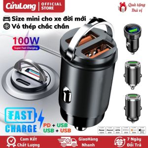 Tẩu sạc nhanh ô tô 100W cốc sạc điện thoại xe máy xe hơi chất liệu vỏ thép không gỉ thích hợp phụ kiện oto cho xe đời mới 12V 24V