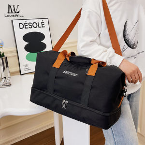 LouisWill กระเป๋าเดินทางกระเป๋ากระเป๋าถือกันน้ำวีคเอนเดอร์ กระเป๋าแห้งและเปียกแยกกระเป๋ากีฬา โยคะ กระเป๋าสะพาย กระเป๋าเดินทาง กระเป๋าออกกำลังกาย ยิม สำหรับผู้ชายผู้หญิง