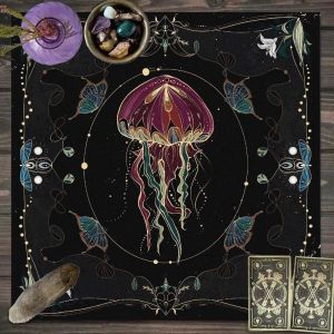 VIKAMA Retro Jellyfish Butterfly Tarot Khăn Trải Bàn Chống Thấm Nước Chống Dầu Có Thể Giặt Bằng Máy Bí Ẩn Bói Toán Vải Bàn Thờ Cho Trang Trí Phòng Tâm Linh Thiết Kế Phù Thủy