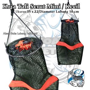 Koja ikan - Koja wader - Koja ikan kecil - Keramba hasil mancing - Koja jaring kaku - Koja ukuran 35 x 22 cm - Koja lubang tali serut - Wadah ikan hasil mancing - Mancing Mania