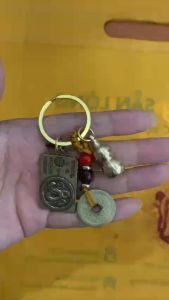 Móc khóa 3 món 8 Phật Bản Mệnh 12 Con Giáp Mix Dây 5 Đồng Xu Quả Bầu
