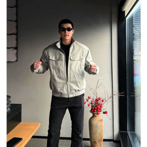 Mens Winter Thickened Cotton Jacket Stand Collar Canvas Workwear Fleece Lined Snake Year Limited Edition Outerwear