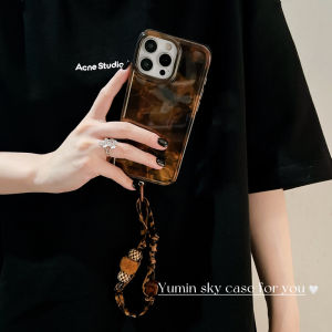 YUMIN SKY Brown Gradient Silicone Case for iPhone 17 pro Max Apple 15 Phone Shell 16 New Chain Design 14 Premium Feel 15 pro Max Girl Style