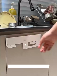 2PCS Foldable Garbage Bag Holder Over Cabinet Door No Drill Space Saving Hanging Rack for Kitchen Bathroom Cabinet Storage