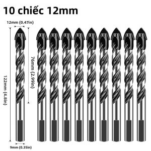 Mũi Khoan Cacbua Đa Năng Hình Tam Giác Đường Kính 3-12mm Hợp Kim Thép Coban Dùng Để Khoan Kính Gạch Bê Tông Tường Và Gạch Xây.