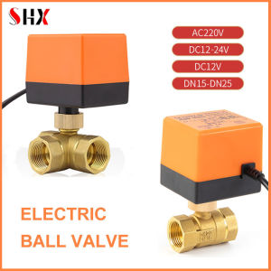 DN15/20/25/32/40/50 DC 12V 24V AC220V Brass Electric Ball Valve Three Wire Two Control 2-way 3-way Solenoid Valve with Actuator