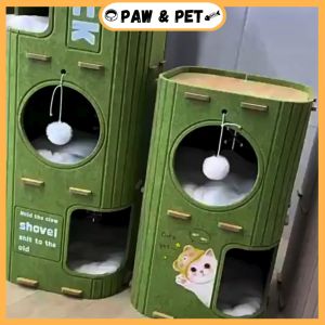Multi-Layer Cat Scratcher Tower Scratch Resistant Cat Tree Board Pet Cat House 2 Level/3 Level Climbing Frame Kucing