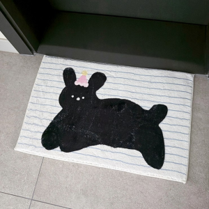 VIKAMA Minimalist Striped Animal Rug Soft Fluffy Anti Slip Floor Mat Stylish Doormat For Bedroom Bedside Kids Room Home Decor