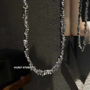 Irregular Hip Hop Sweater Chain for Men and Women with Unique Design Luxury Lightweight Couples Silver Patchwork Clavicle Chain