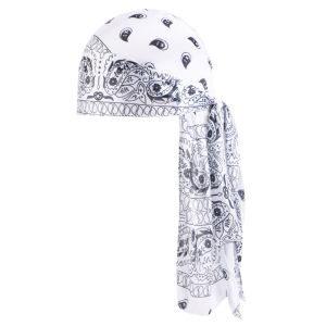 Amoeba Print Silky Durag Bandanas Long Tail Pirate Turban Cap Cashew Flower Durag Turban Outdoor Cycling Riding Street Hat Hijab