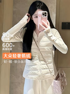 White Lightweight Slim Fit Womens down Jacket Autumn Winter Stand Collar Warm Short Outerwear Comfortable Polyester Fiber