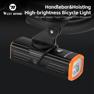 WEST BIKING Bike Light 600LM Handlebar&Hoisting Bicycle Headlight IPX5 Waterproof Type-C Charging Cycling Front Light Flashlight