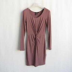 Business Commute round Neck Pleated Slim Spring Autumn Short Skirt Long Sleeve Dress High Waist Pencil Dress Solid Color