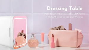 Kulkas Skincare Mini Fridge LED Mirror Minifridge Portable Cermin Skin Care Minifridge 4L