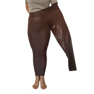 กางเกงหนังปลอมเอวสูงไซส์ใหญ่ สีดำ กางเกงขายาวทรงหลวมสบาย ๆ สำหรับผู้หญิง