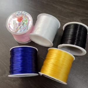 2 Rolls 0.8mm Nylon Rubber Flat Elastic Beading Cords Colorful String For Jewelry Making DIY Bracelets Necklaces Accessories