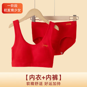 Red Underwear for Girls Primary And Middle School Age Developmental Stage Cartoon Print Nylon Fabric Catman Brand Innerwear