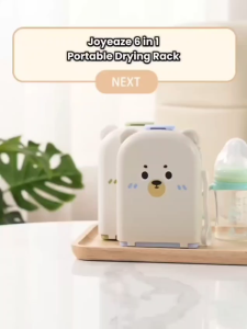 Joyeaze 6 in 1 Set Sikat Botol Bayi Set Rak Botol Portable |Satu Set Rak Pengeringan Botol Lipat Bayi