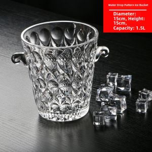 Modern Creative Large Crystal Glass Champagne Fruit Wine Ice Bucket Portable Picnic Basket Outdoor Bar KTV Home User