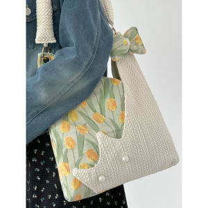 Tulip Cute Underarm Bag Large Capacity Single Shoulder Tote Bag Women Design Casual Style Soft Handle Polyester Lining