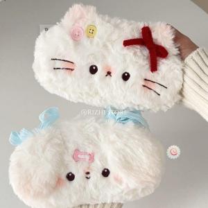 Korean Style Cute Cat And Dog Plush Pencil Case High Aesthetic Value Large Capacity Stationery Storage Bag for Girls