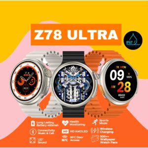 MAFAM【✔️Ready👍TOP SALE】Z78 Ultra AMOLED Jam Tangan Pintar BT Call Compass NFC Pria Olahraga Kebugaran Wanita Smartwatch Ultra Seri 8 2023 Untuk Android IOS