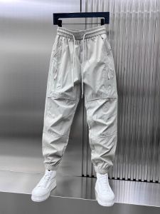 Trendy Mens Outdoor Work Pants Spring Autumn Quick Dry Casual Trousers Cuffed Solid Color Versatile Nine Points Pants