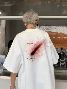 Áo Thun Ngắn Tay in Hình Sao Băng Pure Cotton Vải Bông Thoải Mái Rộng Rãi Áo Sơ Mi Nam Nửa Tay Mùa Hè Thời Trang Sành Điệu Thời Trang Đường Phố Thoáng Khí